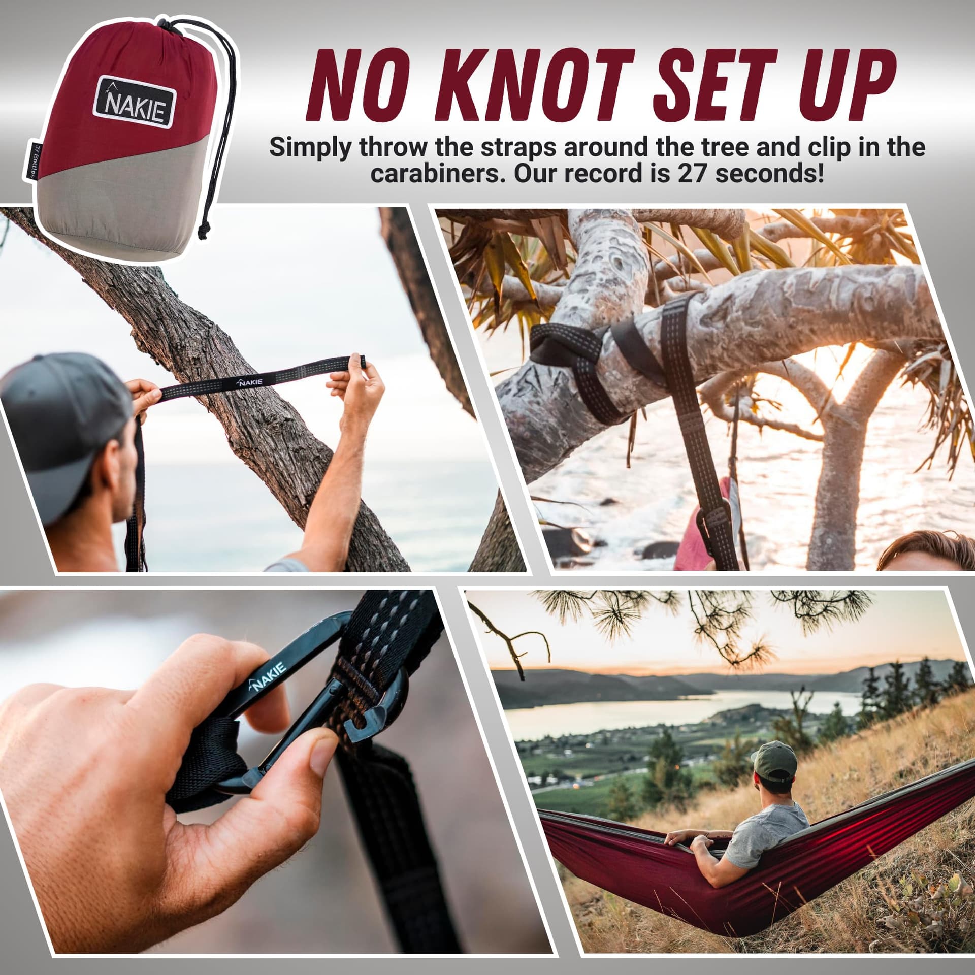 Nakie Double Hammock (Merlot Red) thumbnail 4