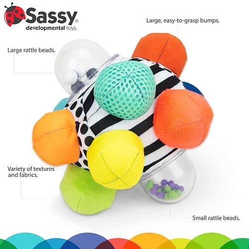 Sassy Developmental Bumpy Ball, Easy to Grasp Bumps Help Develop Motor Skills, Ages 6+ Months thumbnail 4