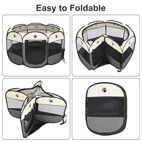 Youyijia Portable Pet Playpen Puppy Playpen Pet Dog Cat Playpen Cage Crate 74 x 74 x 43cm Soft Fabric Foldable Pet Indoor Outdoor for Rabbit Hamster Guinea Pig Gray thumbnail 5