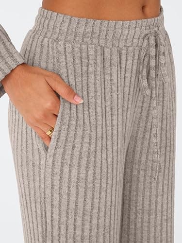 LILLUSORY Womens Lounge Sets 2 Piece Matching Pajamas Fall Fashion 2025 Ribbed Knit Outfits Long Sleeve Casual Sweatsuits thumbnail 5