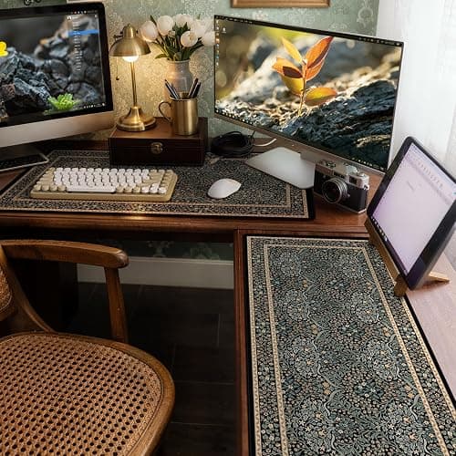 iCasso Desk Cover Mat, Office Mouse Pad, Desk Protector Mat, Extra Large Matt for Desktop,Anti-Slip XXL Big Mousepad with Stitched Edges for Computer Keyboard Retro Black thumbnail 8