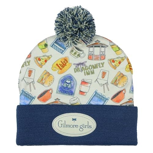 Gilmore Girls Beanie Stars Hallow Lukes Diner Chilton Dragonfly Inn Fleece Sublimated Overlay Knit Cuffed Winter Hat OSFM Multicolored - Image 1
