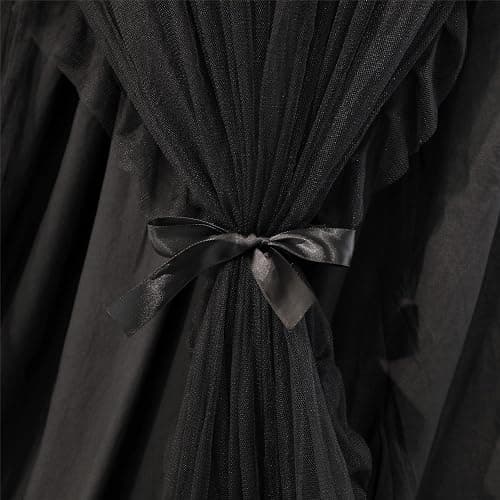 VETHIN Double Layer Princess Round Dome Canopy Bed Curtain for Girls Adults,Children Dreamy Mosquito Net,Cute Bedroom Decoration Castle Play Tent Reading Nook Canopies(Dome-Double Black) thumbnail 6