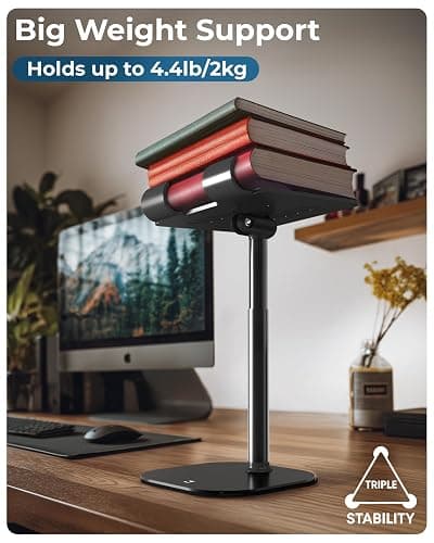 Cooper TabHolder, 7-10" Height Adjustable Tablet Stand, Premium iPad Stand for Desk, 270° Tilt Portable Monitor Holder for 15.6-17" Displays, for All iPad, Kindle, Surface, Samsung Tablets (Black) thumbnail 7
