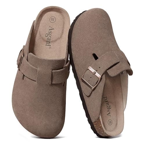 Asgard Genuine Suede Clogs for Women Men Leather Mules Arch Support Potato Shoes with Comfort Cork Footbed - Image 1