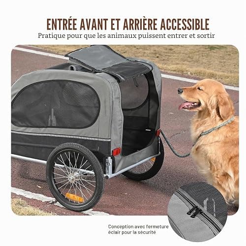 VEVOR Remorque vélo pour Chien, Charge, Porte Animaux de Compagnie de vélos, Cadre Pliable Facile avec Roue à dégagement Rapide, coupleur de vélo Universel, réflecteur, Drapeau, Laisse Interne thumbnail 5