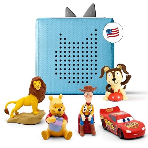 Toniebox 1 Audio Player Bundle with Woody, Lightning McQueen, Simba, Winnie-The-Pooh, and Playtime Puppy - Listen, Learn, and Play with One Huggable Little Box - Light Blue - Image 1