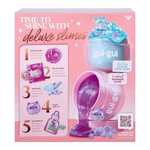 Gui Gui Scented Shimmer Deluxe Duo Pack with 2 Iridescent Slimes, 5 Step DIY Process to Customize Your Ultimate Slime Glow-Up, Resealable and Reusable Container, ASMR Experience thumbnail 8