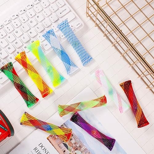 AKlamater 10 Packs Marble Mesh Fidget Toys, Mesh Tube with Marble Fidget Toy, Sensory Anxiety Stress Relief Toys Focus Sensory Marble Toys(Multi-Color) thumbnail 6