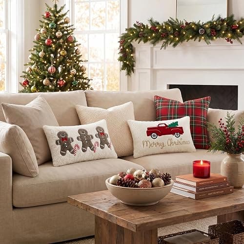 Artscope Gingerbread Man Lumbar Throw Pillow Cover 12x20 Inch | Winter Holiday Teddy Fleece Soft Fuzzy Morden Farmhouse Accent Decorative Cushion Covers for Xmas Couch Sofa Bed Home Decor thumbnail 6