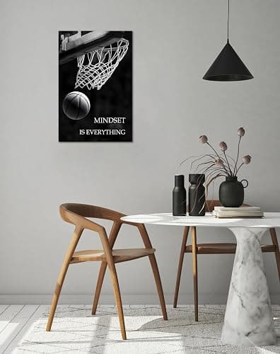 SKASNFAI Mindset is Everything Canvas Wall Art Basketball Poster Room Decor Inspirational Motivational Quotes Print Picture Framed for Boys Room Sports Themed Office Decor (12L x 16W) thumbnail 6