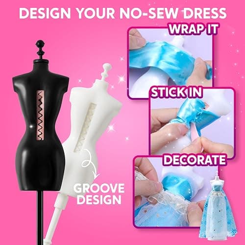 Klever Kits 400+PCS Fashion Design Crafts for Kids, Art and Crafts, DIY Sewing Kits with 3 Mannequins for Girls Aged 8-12, Birthday Presents, Toys for Kids thumbnail 5