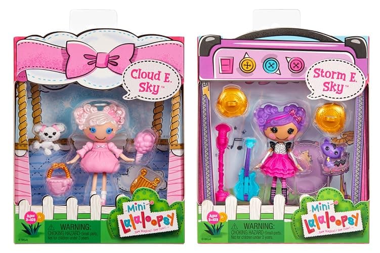 Lalaloopsy Mini Doll 2-Pack – Cloud E. Sky + Storm E. Sky with Mini Pets Poodle & Cat, Two 3” Mini Dolls with Accessories, in Reusable House Package playset, for Ages 3-103, Multicolor - Image 1