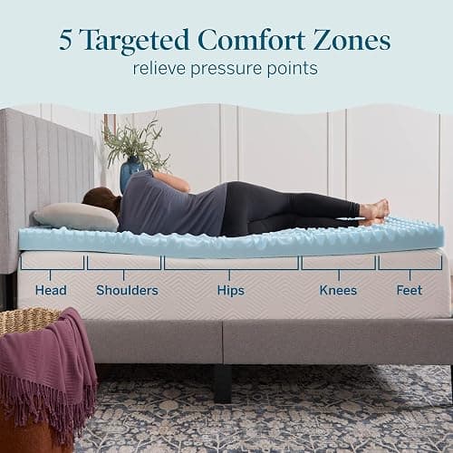 LUCID 3 Inch Gel Memory Foam Mattress Topper, Twin XL size – 5 Zones – Cooling Gel Infusion – CertiPur Certified Foam thumbnail 4