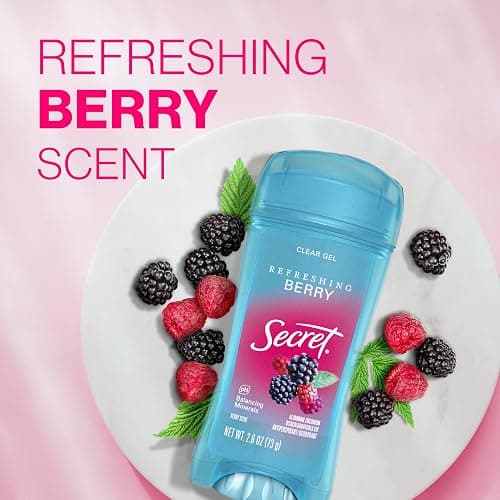 Secret Fresh Antiperspirant Deodorant for Women, 72hr Breathable Sweat & Odor Protection, Instant Freshness & Gentle, PH Balancing Minerals, Clear Gel, Refreshing Berry Scent, 2.6 oz (Pack of 2) thumbnail 7