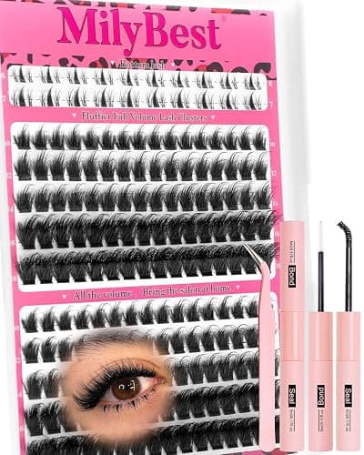 Cove Lash Clusters Kit Eyelash Clusters with Bottom Lashes 10-18mm Manga Fairy Individual Lashes Wispy Fluffy Cluster Eyelash Extensions Bond & Seal Spiky D Curl Lash Extension Kit by MilyBest - Image 1
