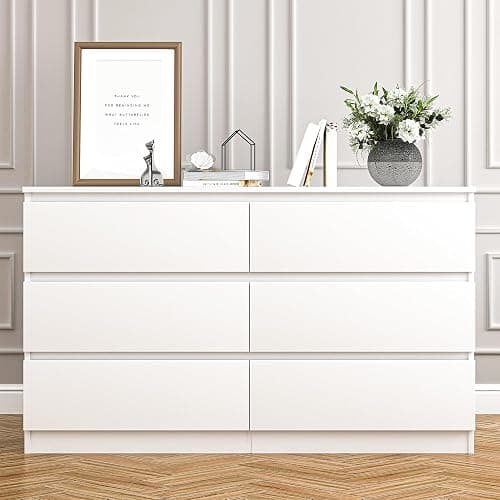 CIPACHO White 6 Drawer Dresser for Bedroom,Modern Deep Drawer Dresser with No-Handle Design,Wide Storage Chest of Drawers,Wood Bedroom Storage Organizer Furniture for Closet,Hallway thumbnail 8