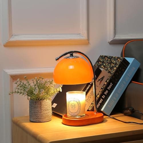 FCTWAKS Mid Century Orange Glass Candle Warmer Lamp with Timer & Dimmer, Mothers Day Birthday Gifts for Women Mom, House Warming Gifts New Home, Wax Warmer Lamp for Bedroom Decor with 2 Bulbs thumbnail 8
