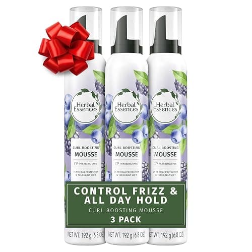 Herbal Essences Curl Boosting Mousse, Frizz Control for Curly & Wavy Hair, Long-Lasting Hold with Berry Scent, Paraben & Dye-Free, Cruelty-Free, 6.8 Fl Oz Each, 3 Pack - Image 1