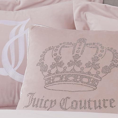 Juicy Couture - Decorative Accent Pillow, Velvet Rhinestone Crown, Premium Reversible Throw Pillow, Living Room and Bedroom Décor, Measures 20" x 20", Pink Blush thumbnail 5