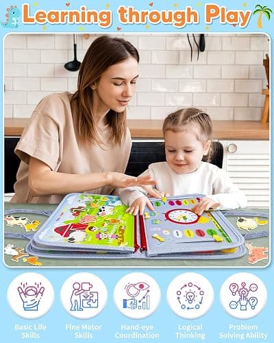 Gojmzo Busy Board Montessori Toys for Toddler Boy Girl Birthday Gifts, Busy Book Sensory Toys for Toddlers, Learning Educational Toddler Travel Activities thumbnail 6