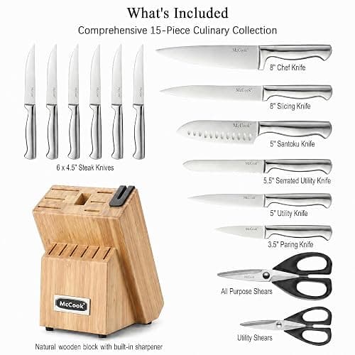 McCook® Knife Sets,German Stainless Steel Knife Block Sets with Built-in Sharpener thumbnail 3