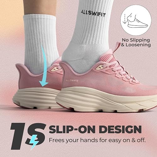 ALLSWIFIT Women's Slip On Walking Shoes Hands-Free Cushion Running Tennis Non-Slip Comfortable Gym Workout Athletic Breathable Fashion Sneakers SwiftLite thumbnail 5