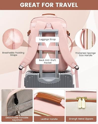 LOVEVOOK Large Travel Backpack for Women & Men, 40L Carry on Backpack for Airplanes, TSA Personal Item Travel Bag fits 17" Laptop, Waterproof Travel Essentials Airline Approved with 3 Packing Cubes thumbnail 7
