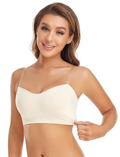 Lusait Strapless Bra for Women Non-Slip Silicone Padded Bandeau Bra Wireless Tube Top Bralette thumbnail 5