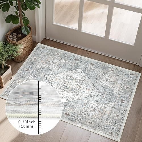 Dotiiorug Area Rug 8×10 Washable Rugs for Bedroom, Vintage Floral Rug Soft Non Slip Stain Resistant Carpet for Living Room Dinning Room Kitchen Home Office Blue Green Multi thumbnail 5