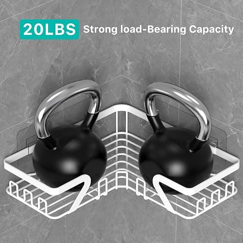 Kegii Shower Caddy Corner with Soap Holder, Shower Storage No Drilling, Corner Bathroom Shelves Storage, White thumbnail 5