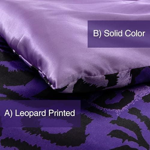 A Nice Night Leopard Printed，Satin Silky Soft Quilt Sexy Luxury Super Soft Microfiber Comforter Quilt Bedding Comforter Set Full/Queen, Light Weighted (Purple, Queen(88-by-88-inches)) thumbnail 4