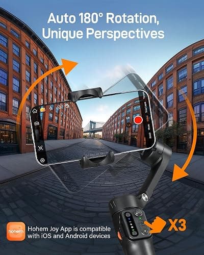 hohem iSteady X3 SE Gimbal Stabilizer for iPhone, Phone Stabilizer with Detachable Remote Control, Portable Foldable 3-Axis Phone Gimbal for Android & iPhone 16 15 Pro Max, Ideal for Travel Vlogging thumbnail 8