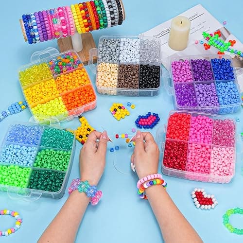 Gionlion 5250 PCS Pony Beads 30 Assorted Colors Includes Glow in The Dark Bead, Kandi Beads for Jewelry Making, Friendship Bracelet, 6x9mm Hair Bead for Braids in Shock Resistant Packaging thumbnail 8