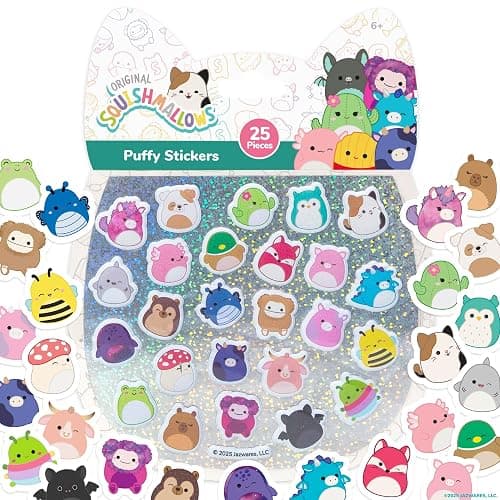 Original Squishmallows Squishy Stickers, Sticker Book of Your Favorite 'Mallows, Cute Stickers for Kids, Fun School Supplies, Classroom Prizes and Incentives, Cool Stuff for Gift Baskets - Image 1