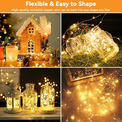 Twinkle Fairy Lights 8 Modes with Remote and Timer 33ft 100LED | USB Plug in String Lights Waterproof String Lights for Bedroom Indoor Wreath Party Wedding Christmas Decoration, Warm White thumbnail 2
