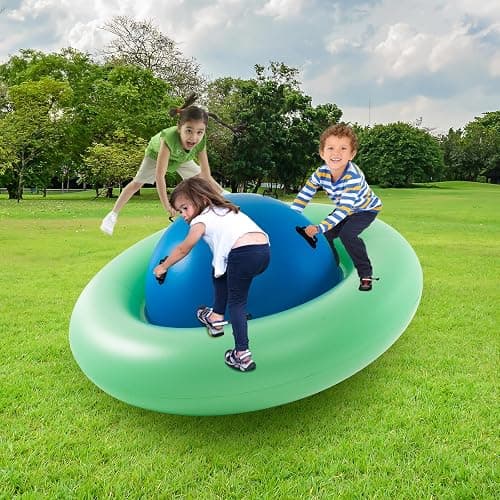 HONEY JOY 8-Foot Inflatable Dome Rocker Bouncer, Giant Roll and Play Seesaw Rocker w/6 Handles, Max Weight 250 Lbs, Blow Up Backyard Toy for Outdoor Game Activities, Gift for Boys Girls Ages 5+(Green) thumbnail 2