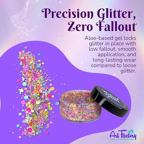 Art Factory Rave UV Reactive Body Glitter Gel – Pearl Pastel Cosmetic Glitter for Face, Hair & Body – Blacklight Glow Festival Rave Makeup, Long Wear Hair Glitter Paint, Party Accessories for Women thumbnail 3