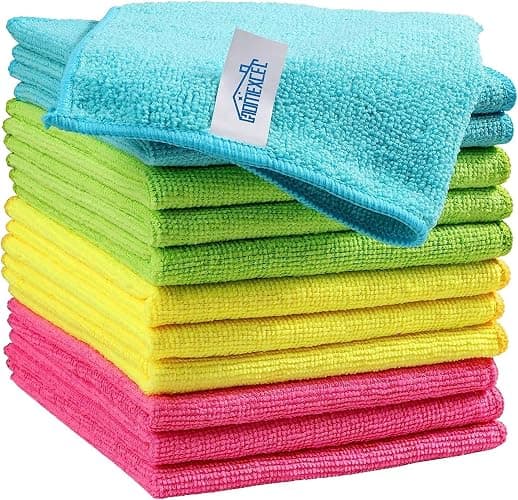 HOMEXCEL Microfiber Cleaning Cloth,12 Pack Cleaning Rags, Cleaning Towels with 4 Color Assorted, 11.5"X11.5"(Green/Blue/Yellow/Pink) | 12 Pack, 4 Color Assorted, 11.5"X11.5", Green/Blue/Yellow/Pink - Image 1