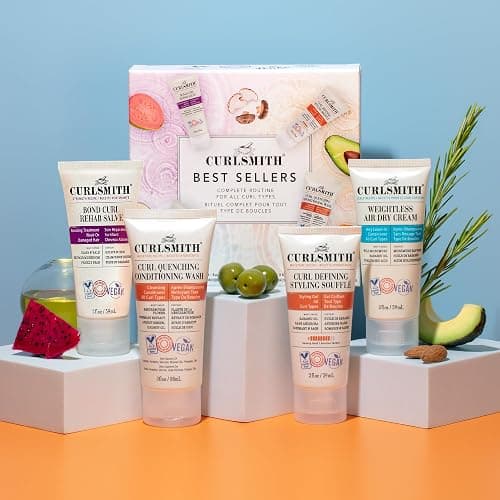 Curlsmith - Best Sellers Travel Size Kit for all curl types. Includes Strength, Moisture, and Scalp Recipes | Pre-Shampoo Treatment, Shampoo & Conditioner, Leave-In Conditioner, and Styling Soufflé. thumbnail 6