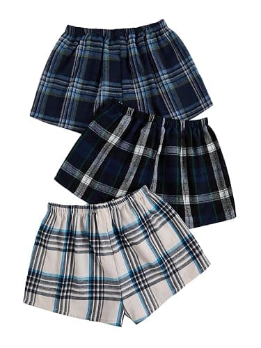 Milumia Women's Flannel Pajama Shorts Plaid Elastic Waist Sleep Pj Shorts 3 Pack thumbnail 2