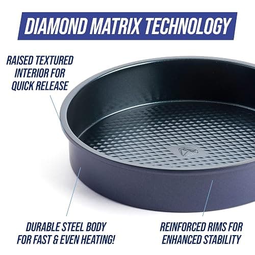 Blue Diamond Bakeware Diamond Infused Ceramic Nonstick, 9" Round Cake Baking Pan, Dishwasher and Freezer Safe, PFAS-Free, Blue thumbnail 4