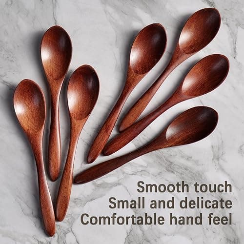Hefild 7 PCS Small Wooden Spoons, 5.8 Inch Honey Spoons for Tea, Hardwood Wooden Honey Teaspoon for Coffee, Little Tiny Wood Spoons, Bamboo Table Spoon for stirring, Wooden Spoons for Utensils Set thumbnail 6