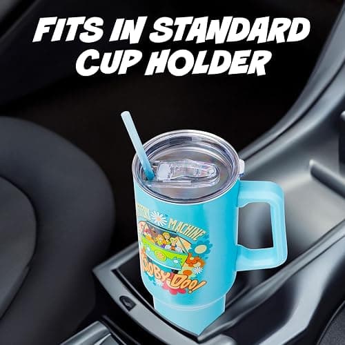 Silver Buffalo Scooby Doo Mystery Machine Featuring Shaggy, Velma, Fred and Daphne Double Walled Stainless Steel Tumbler with Handle and Straw, Fits in Standard Cup Holder, 40 Ounces thumbnail 7