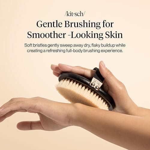 Kitsch Dry Brushing Body Brush for Lymphatic Drainage | Soft Bristles Shower Brush - Dry Brush to Remove Dry Skin and Improves Blood Circulation, Body Scrubber for Glowing Skin thumbnail 3