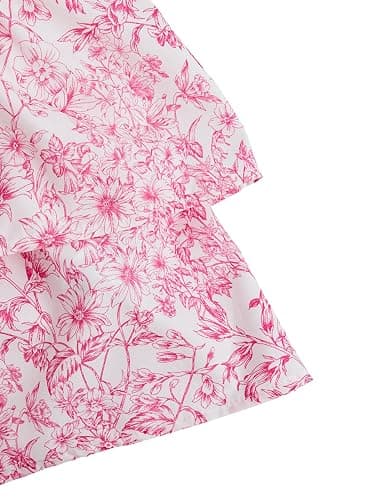 RoseSeek Girl's Floral Summer Dress Ruffle Shirred High Waist Ruched Sweetheart A Line Spring Dress thumbnail 3