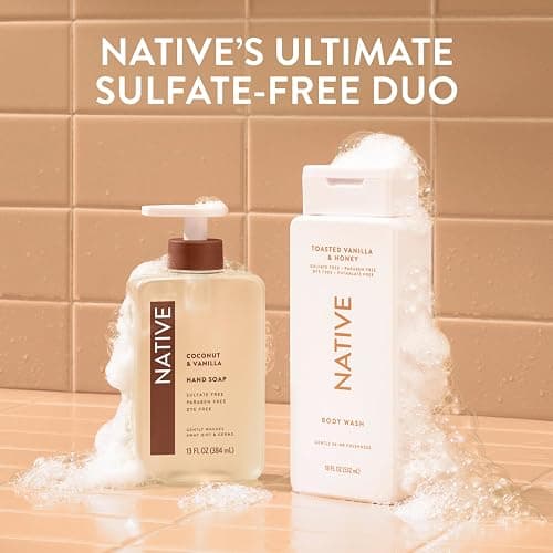 Native Clean Body Wash, Gentle & pH-balanced for Sensitive Skin, 24-Hr Freshness for Women & Men, Vegan & Cruelty-Free, Free of Sulfates & Parabens, Toasted Vanilla & Honey, 18 fl oz thumbnail 9