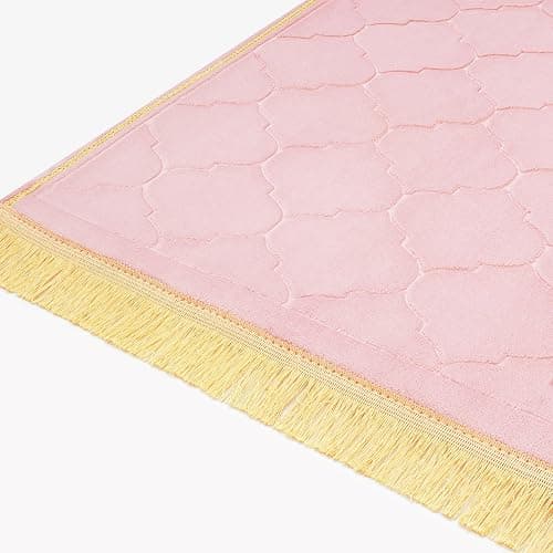 YAZEIN Muslim Prayer Rug with Tasbih Prayer Beads, Soft Memory Foam Prayer Matt Islam, Padded Islamic Prayer Mat Thick for Men and Women, Janamaz, Sajadah (25.6" x 43.3", Pink) thumbnail 9