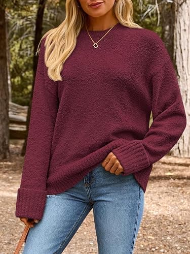 LILLUSORY Women Oversized Warm Cozy Knit Sweaters 2026 Fall Fashion Outfits | Fuzzy Knit, Warm Chunky Long Pullover, Cute Winter Clothing, Old Money Clothes, Ladies Trendy Tunic thumbnail 2