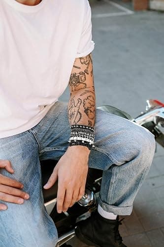 Sahoottie 4Pcs Studded Bracelet for Men Women 80s Spike Punk Cuff Grunge Bracelet Adjustable Emo Punk Rock Leather Goth Jewelry Halloween Accessories thumbnail 6